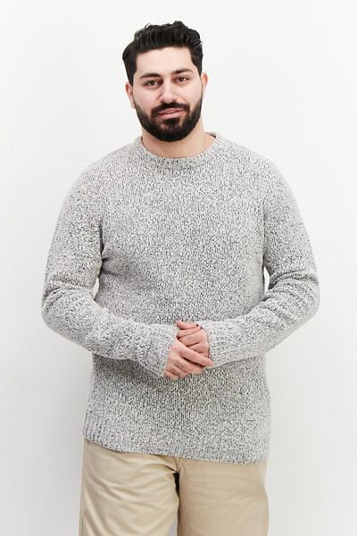 French Connection Men Round Neck Knitted Sweater, Light Grey