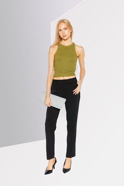 Michael Kors بنطلون نسائي ضيق قابل للتمدد، أسود