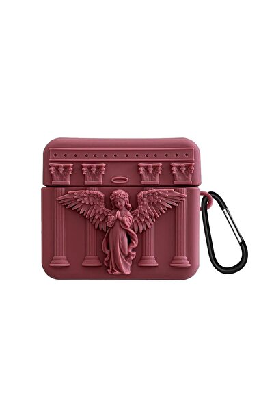 Microsonic Airpods Pro 3 Kılıf Cartoon Figürlü Silikon Praying Angel Bordo
