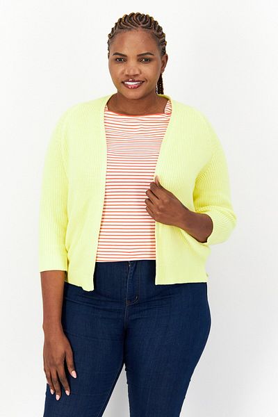 TAIFUN Women Long Sleeve Knitted Cardigans, Yellow