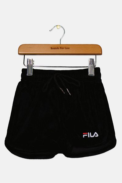 Fila شورت رياضي بشعار العلامة التجارية للفتيات الصغار، أسود