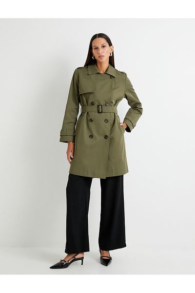 Koton Trenchcoat Zweireihig Geknöpft Tasche Windjacke Detailliert