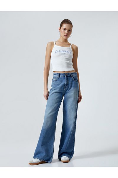 Koton Thin Strap Athlete College Printed Ribbed Cotton