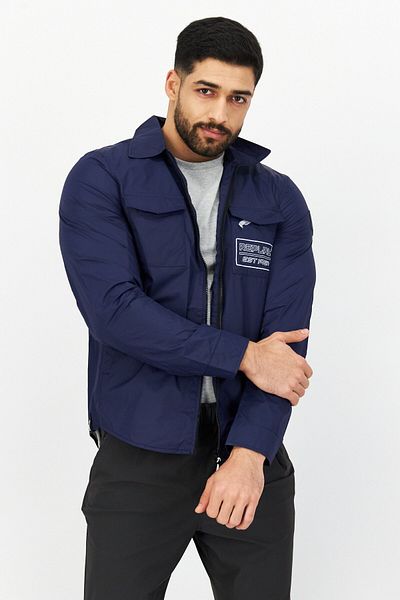 Replay Men Brand Logo Windbreaker Jacket, Navy Blue