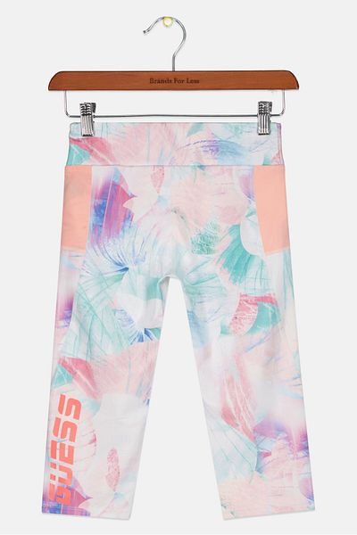 Guess Kids Girl Sportswear Fit Allover Print Pants, Pink Combo