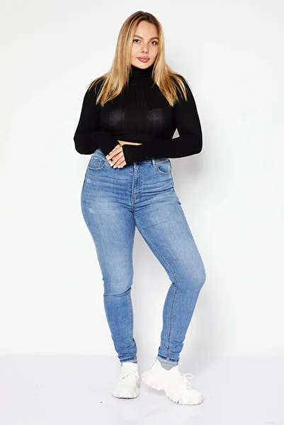 Brave Soul Women Turtle Neck Long Sleeve Tie Back Detail Cropped Sweater, Black