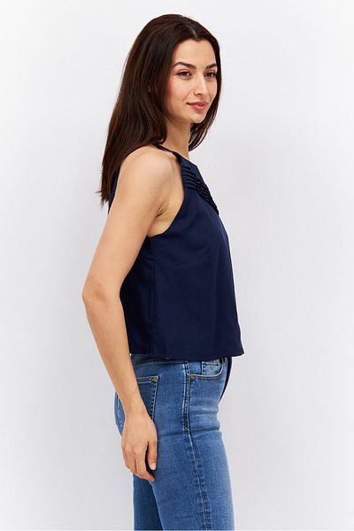 Esprit Women Halter Neck Sleeveless Solid Top, Navy
