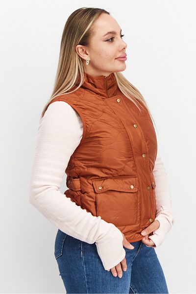 Tchibo Women Sleeveless Quilted Vests, Rust