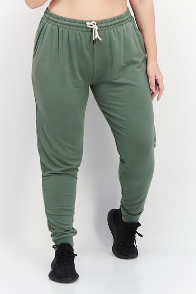 Lark Women Drawstring Plain Jogger Pants, Olive