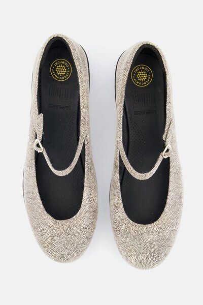 Fitflop Women F-Pop Mary Jane Adjustable Buckle Flat Shoes, Beige