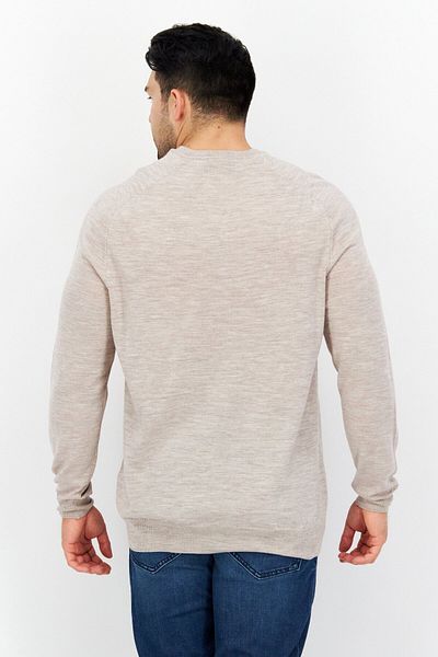 Lyle & Scott Men V-neck Long Sleeve Heather Sweater, Heather Beige