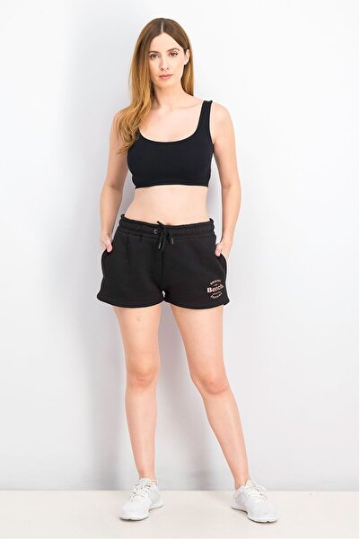 BENCH Women Solid Graphic Basic Shorts, Black