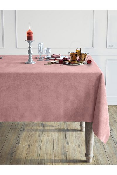 Perle Daily Series Velvet Textured Smoked Rose Tablecloth