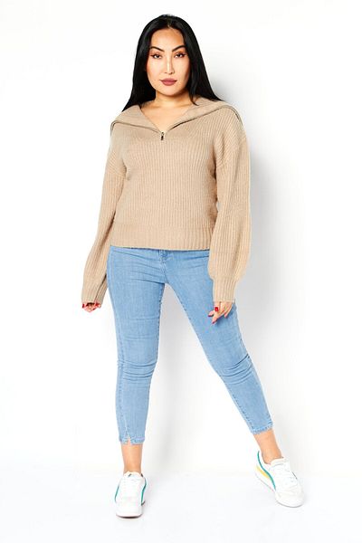 French Connection Women V-neck Knitted Sweater, Heather Camel