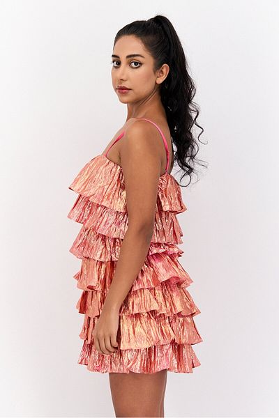 Collective The Label Women Metallic Mini Dress, Pink
