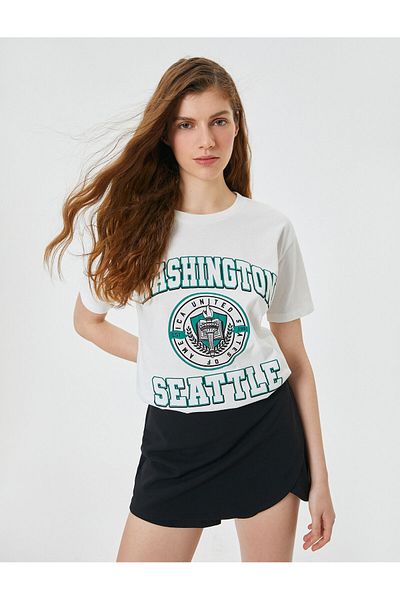 Koton Cotton Short Sleeve Crew Neck Printed T-Shirt