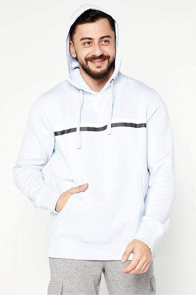 French Connection Men Brand Logo Hooded Fleece Sweatshirt, Baby Blue