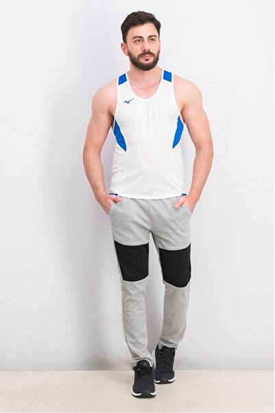 MIZUNO Men Sportswear Fit Brand Logo Top, White and Royal Blue