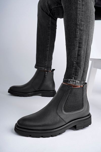 Deripabuc Genuine Leather Men's Black Leather Boots Mrd26-0105