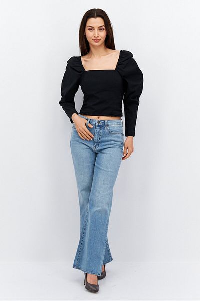 Levi's Women Square Neck Long Sleeves Plain Blouse, Black