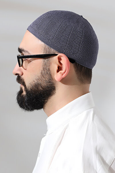 ihvan online Темно-сіра сапфірова мереживна в'язана молитовна шапочка
