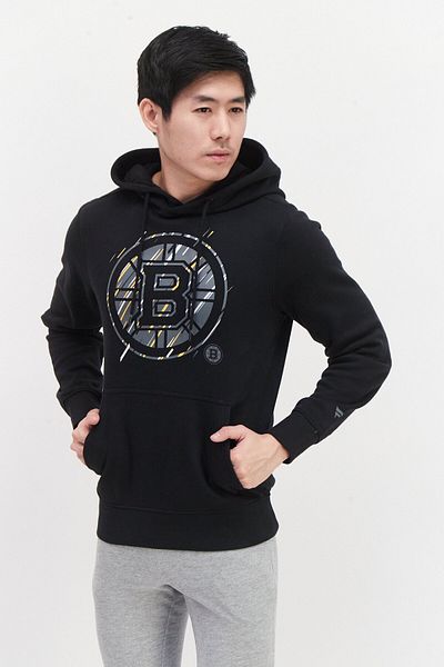 NHL Men Sportswear Fit Long Sleeve Training Hooded Sweatshirt, Black Combo