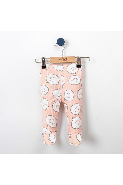 Lolons Necics Lamb Printed Report Fabric Baby Girl Booties Single Bottom Ecru