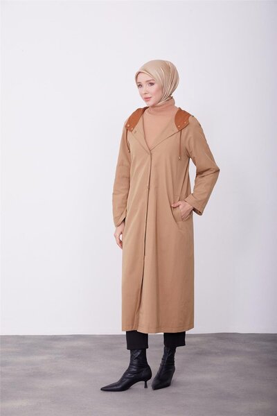 Armine Kol Ortası Çıtçıtlanan Pardesü 23k8512 Camel