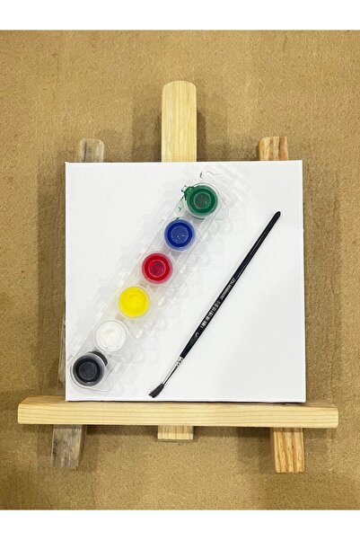 Mini Ressam Seti ( şövale-tuval-5 li boya-fırça  )