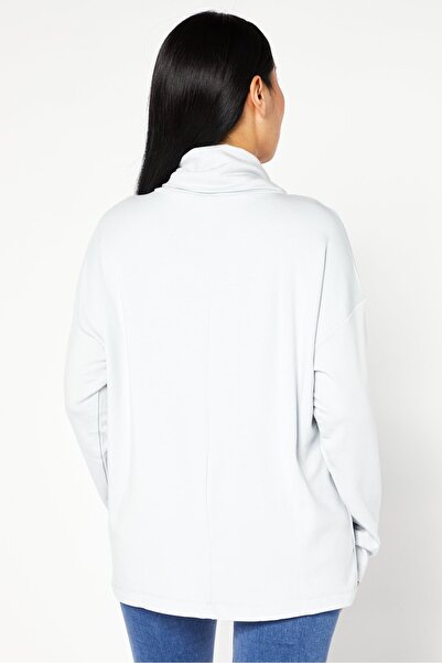 Esprit Women Turtle Neck Long Sleeve Plain Top, Light Blue