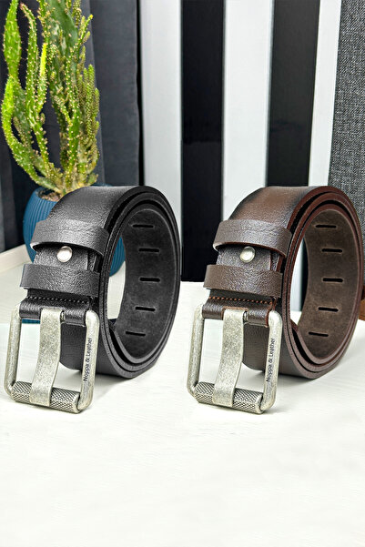 debbah 2'li Özel Yapım Hakiki Deri Erkek Kot Kemeri 4.5CM Ekstra Kalın 4MM İtalyan Spor Kemer