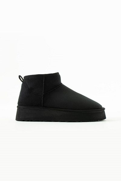 Seniorah Mely Black Suede Thick Sole Women's Boots with Fur Inside