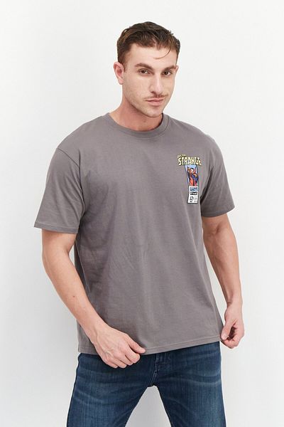 Marvel Men Crew Neck Short Sleeve Graphic Print T-Shirt, Grey
