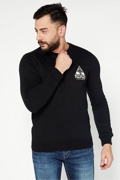 Penfield Men Crew Neck Long Sleeves Brand Logo Sweatshirt, Black