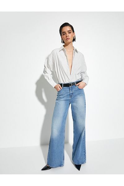 Koton Long Sleeve Poplin Shirt Comfortable Cut Buttoned Cotton