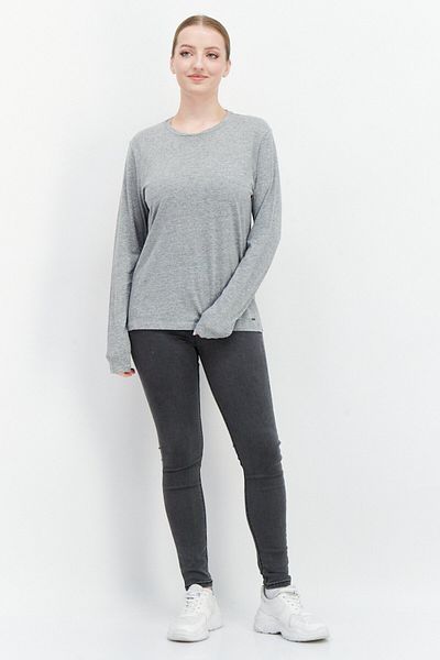O'Neill Women Round Neck Long Sleeve Textured T-Shirt, Grey