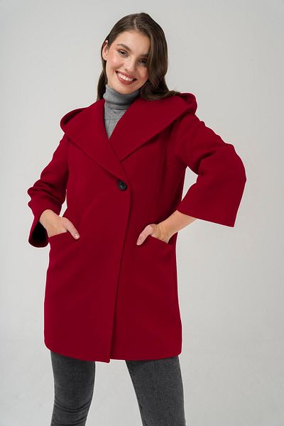 Olcay Hooded Tie Waist Coat RED 3359