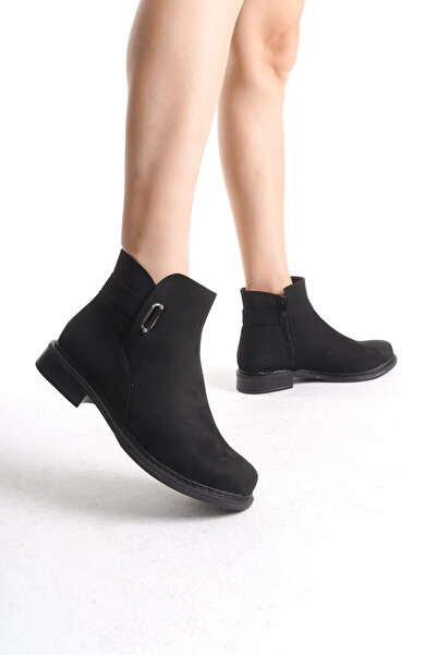 Solo Bag Жіночі чорні гладкі замшеві черевики на блискавці з деталями на шнурівці