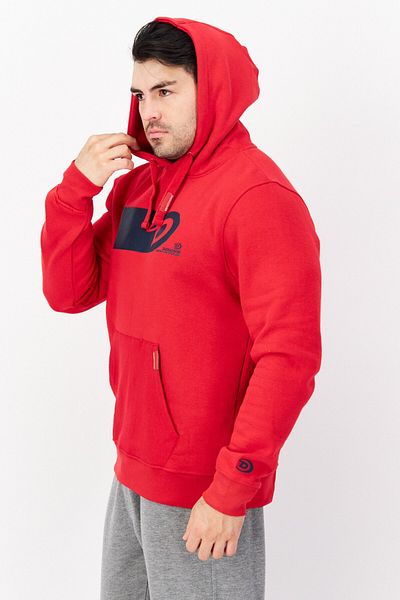 Duck and Cover Men Long Sleeve Brand Logo Hoodie, Red