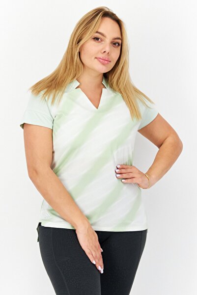 adidas Kadın Spor Giyim Fit Kısa Kollu Antrenman Üstü, Yeşil/Beyaz