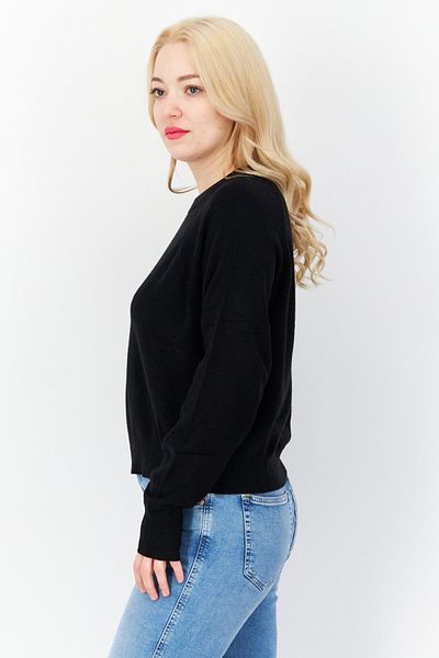 French Connection Women Crew Neck Plain Long Sleeves Cropped Sweatshirt, Black