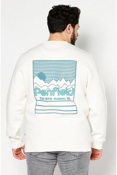 Penfield Men Crew Neck Long Sleeve Brand Logo Sweatshirt, Off White
