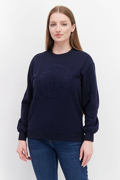 Threadbare Women Crew Neck Embroidered Sweatshirt, Navy