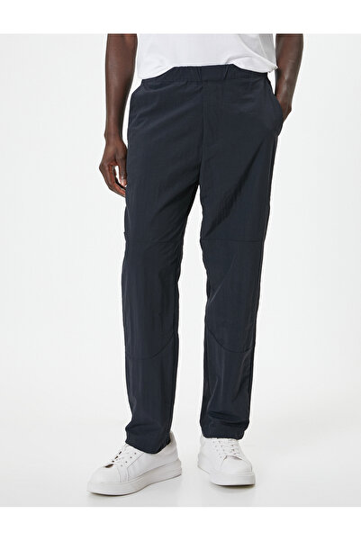 Koton Beli Lastikli Pantolon Chino Dikiş Detaylı Cepli Etiket Baskılı