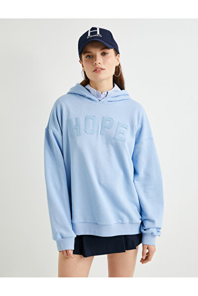 Koton Oversize φούτερ με κουκούλα και σύνθημα