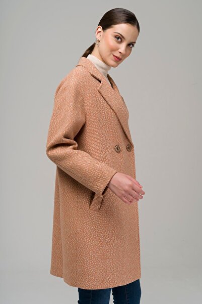 Olcay Double Breasted Oversize Herringbone Coat SOMON 3949