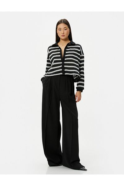 Koton Polo Collar Cardigan Buttoned Knitted Standard Cut