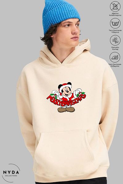Nyda Collections Unisex Καλά Χριστούγεννα Πρωτοχρονιά με στάμπα με κουκούλα με κουκούλα