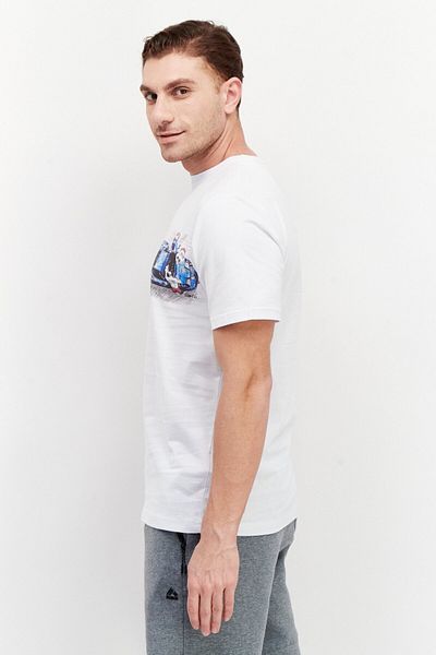 BUGATTI Men Crew Neck Short Sleeve Graphic T Shirt, White Combo