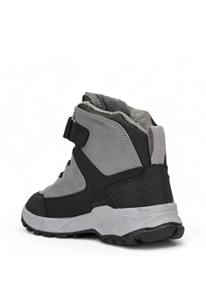 ARMİX Kışlık Su Geçirmez Cırtlı İçi Kürklü Gri Siyah Çocuk Bot